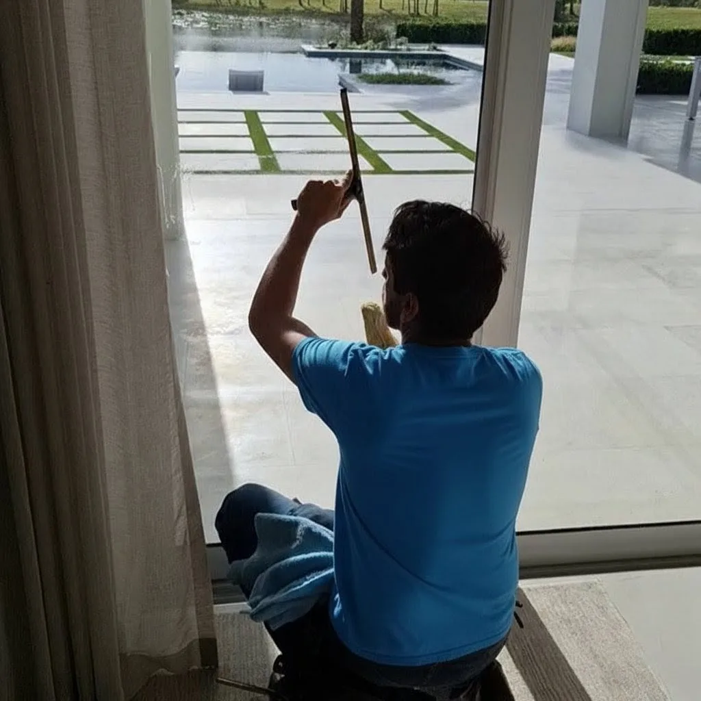 Man cleaning windows in Martin County