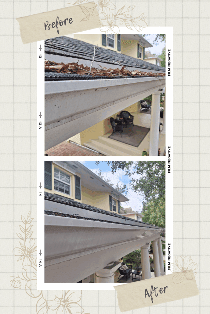 Before and after gutter guard cleaning Admiral's Cove Florida