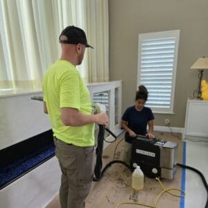 Always On Site Drapery Cleaning team working inside a home square crop